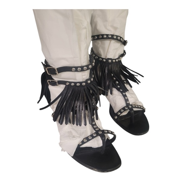 👓✨ Saint Laurent Studded Fringe Leather Sandals – Size 38 (US 7.5) ✨👓 - Picture 8 of 15